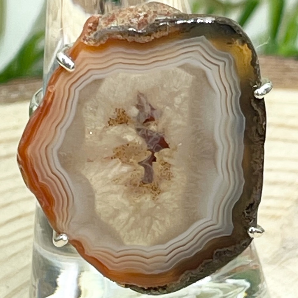 Natural Botswana Eye Agate Silver Ring Size 8